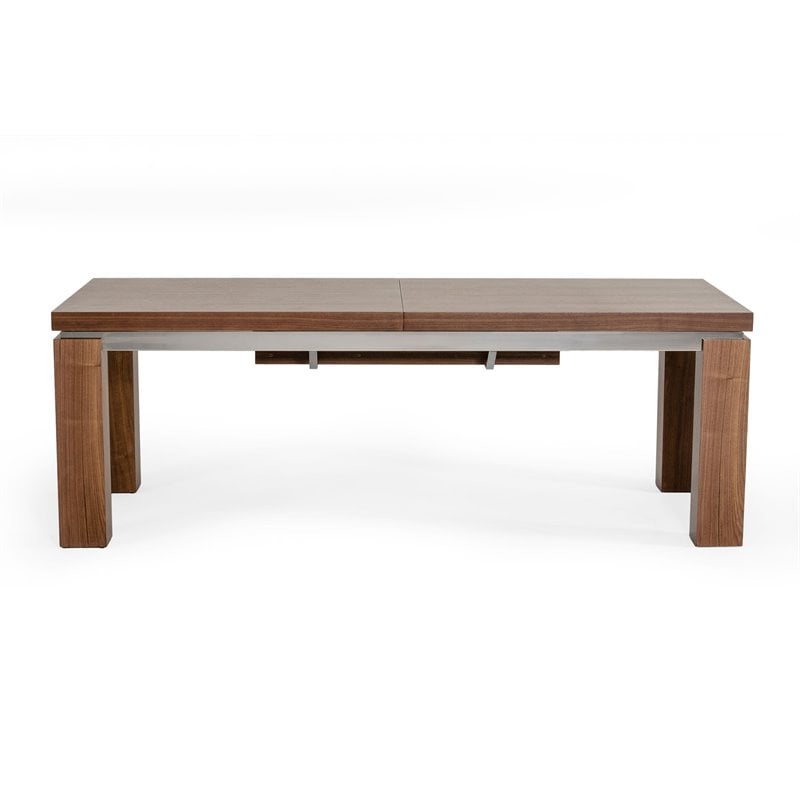 Limari Home Maxi Rectangular Wood & Stainless Steel Dining Table in Walnut