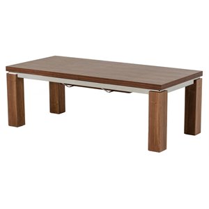 Limari Home Maxi Rectangular Wood & Stainless Steel Dining Table in Walnut