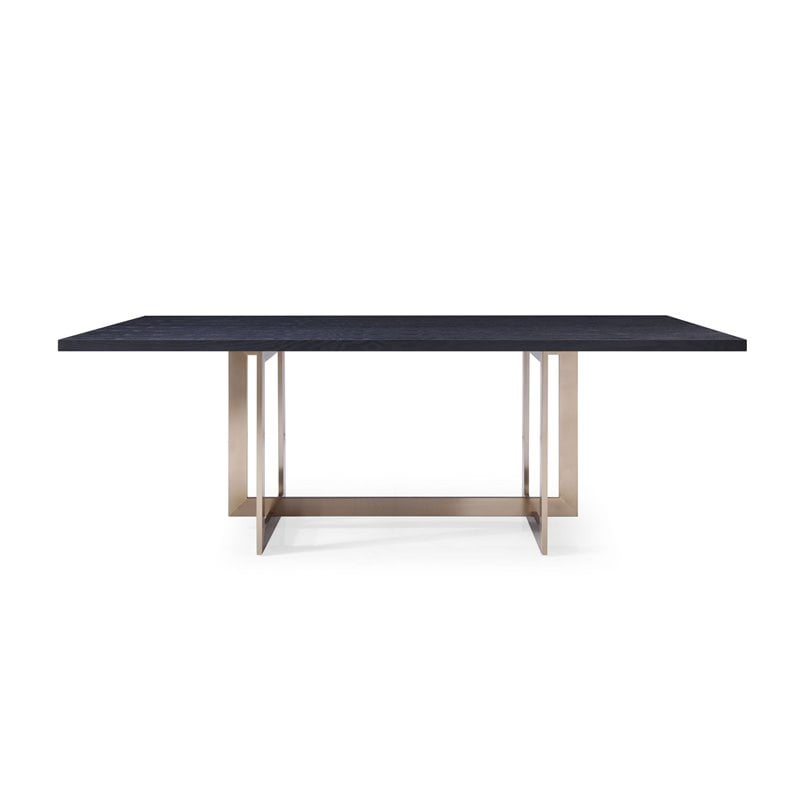 Limari Home Pike Rectangular Modern Wood & Stainless Steel Dining Table in Black