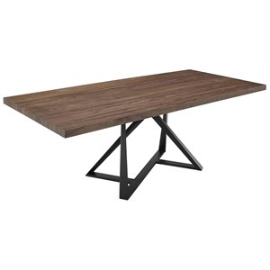 Limari Home Keanna Rectangular Modern Wood & Metal Dining Table in Walnut/Black