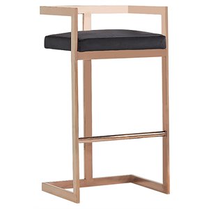 Limari Home Halifax 30&quot Velvet & Stainless Steel Bar Stool in Black/Rose Gold