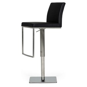 Limari Home Folsum 23-32&quot Faux Leather & Stainless Steel Bar Stool in Black
