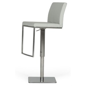 Limari Home Folsum 32&quot Faux Leather & Stainless Steel Bar Stool in Light Gray