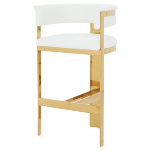 Limari Home Boswell 30.5&quot Modern Faux Leather & Metal Bar Stool in White