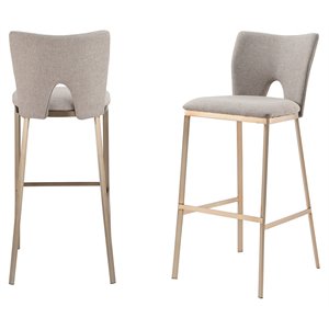 Limari Home Burton 30.7&quot Fabric & Metal Bar Stool in Light Gray (Set of 2)