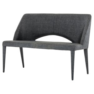 Limari Home Williamette 18&quot Mid-Century Metal & Fabric Bench in Dark Gray