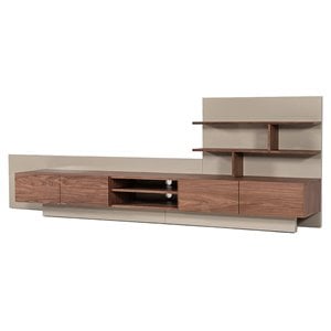 Limari Home Pompeii Contemporary Wood TV Stand for TVs up to 142&quot in Walnut/Gray