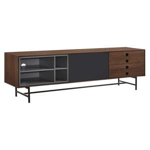 Limari Home Bronson Mid-Century Wood TV Stand for TVs up to 67&quot in Walnut/Gray