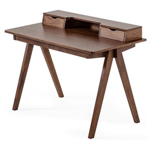 Limari Home Boyce 48&quot Rectangular Modern Solid Wood Office Desk in Walnut