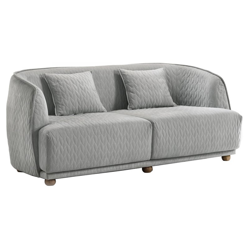 Limari Home Clem Modern Wood & Fabric Upholstered Loveseat in Light Gray