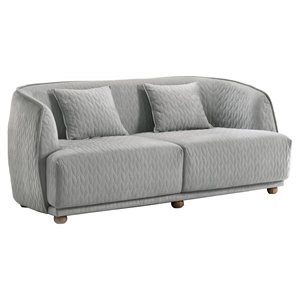 limari home clem modern wood & fabric upholstered loveseat in light gray