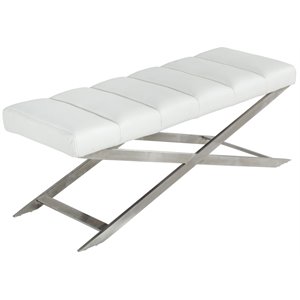 Limari Home Xane 18.5&quot Faux Leather & Stainless Steel Bench in White