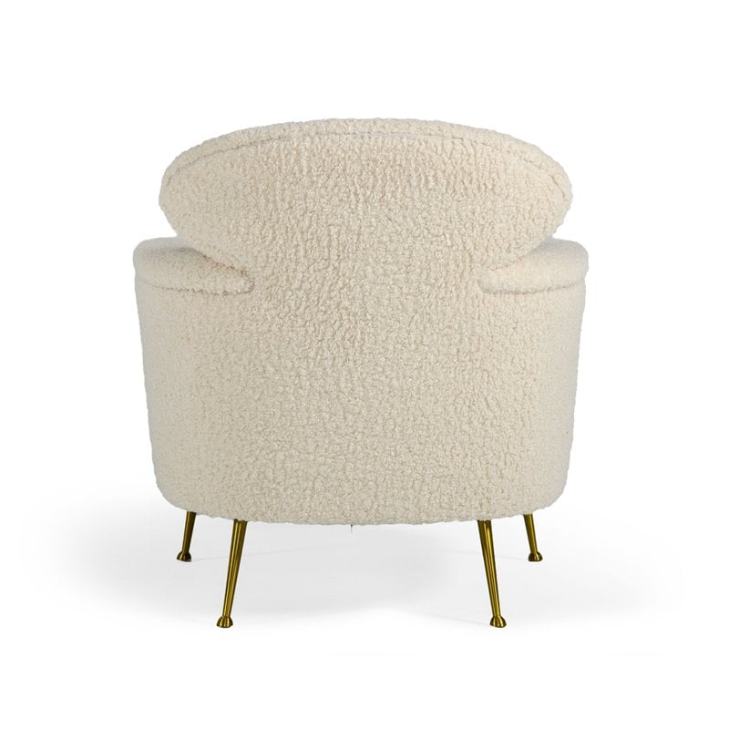 Limari Home Altura Modern Metal & Faux Fur Lounge Chair in Cream/Gold Finish