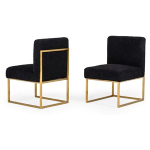 limari home garvin fabric & stainless steel accent chair in black/gold(set of 2)