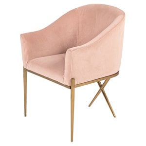 Limari Home Mancos 19.5&quot  Velvet & Stainless Steel Accent Chair in Pink/Gold