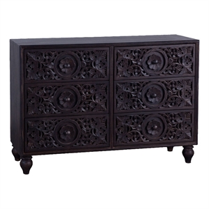 world interiors haveli mango wood hand-carved dresser in vintage brown