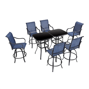 patio festival metal 8-piece outdoor bistro dining set in blue