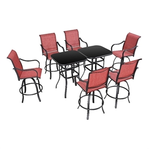 patio festival metal 8-piece outdoor bistro dining set in red/black