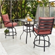 Patio Festival 3-Piece Metal Outdoor Bistro Set in Red and Black