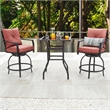 Patio Festival 3-Piece Metal Outdoor Bistro Set in Red and Black