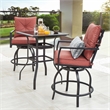 Patio Festival 3-Piece Metal Outdoor Bistro Set in Red and Black
