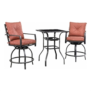 patio festival 3-piece metal outdoor bistro set in red and black