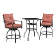 Patio Festival 3-Piece Metal Outdoor Bistro Set in Red and Black