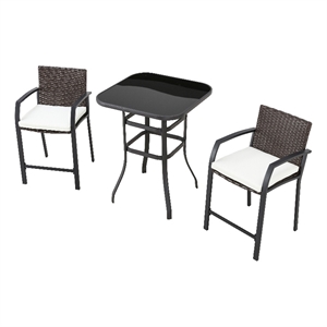 patio festival fabric 3-piece outdoor bistro dining set in beige/black