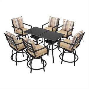 patio festival fabric 8-piece outdoor bistro set in beige/black