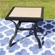 Patio Festival Metal Outdoor Side Table in Black/Beige Finish