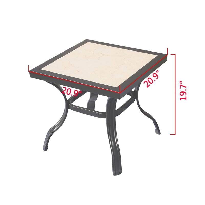 Patio Festival Metal Outdoor Side Table in Black/Beige Finish