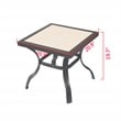 Patio Festival Metal Outdoor Side Table in Black/Beige Finish