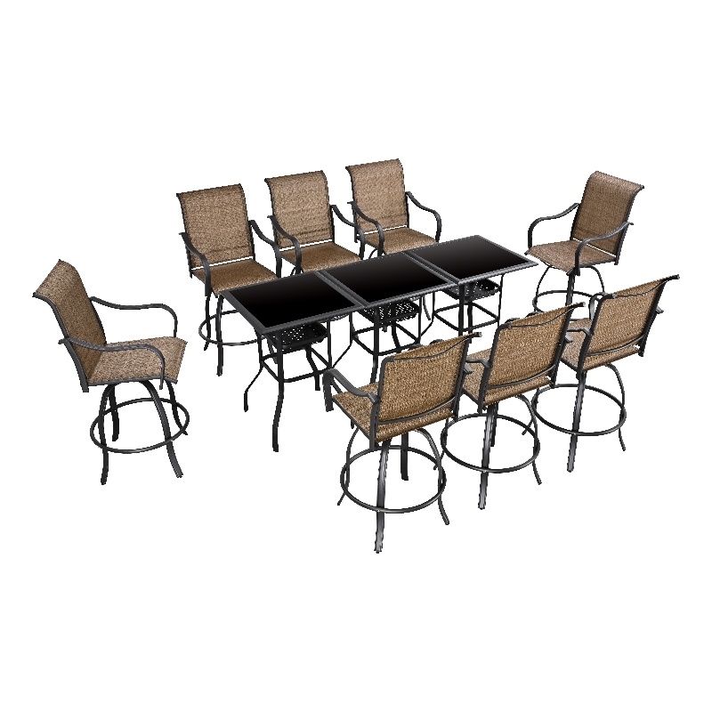 Patio Festival Metal 11-Piece Outdoor Dining Set in Beige/Brown