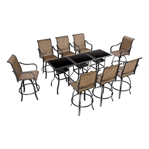 Patio Festival Metal 11-Piece Outdoor Dining Set in Beige/Brown