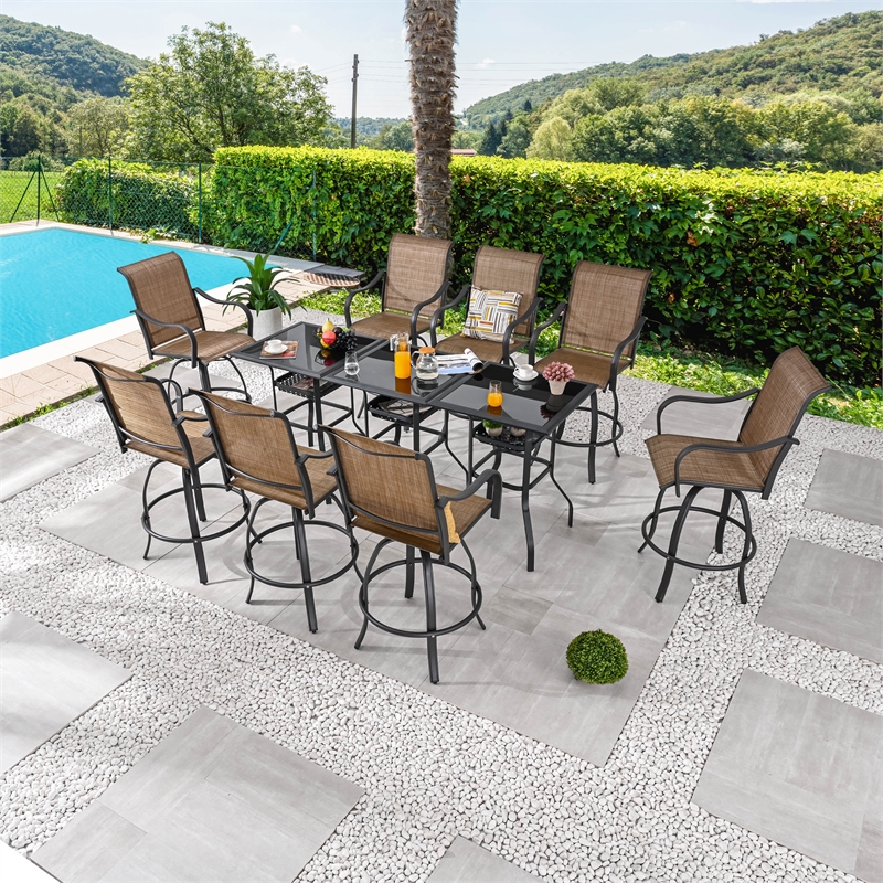 Patio Festival Metal 11-Piece Outdoor Dining Set in Beige/Brown