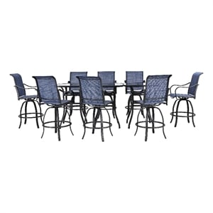 patio festival metal 11-piece outdoor bistro dining set in blue/black