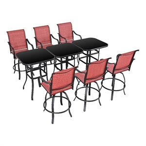 patio festival metal 9-piece outdoor bistro dining set in red/black