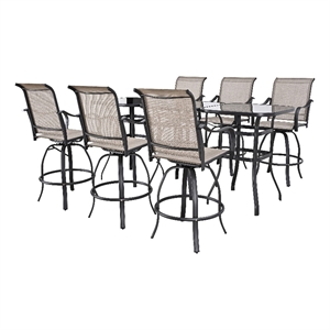 patio festival metal 9-piece outdoor bistro dining set in gray/black