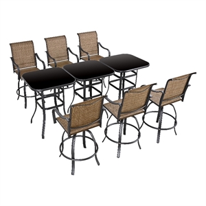 patio festival metal 9-piece outdoor bistro dining set in beige