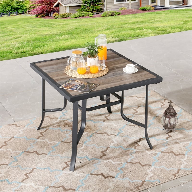 Patio Festival Metal Outdoor Dining Table in Brown/Black Finish