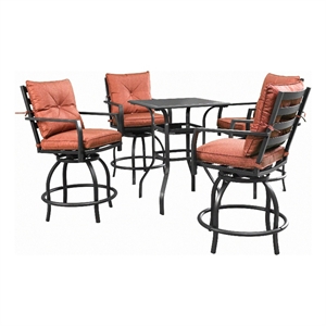 Patio Festival Metal 5-Piece Outdoor Dining Set in Red Orange/Black