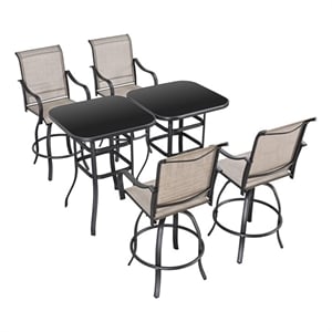 patio festival 6-piece metal outdoor bistro dining set in gray/ black