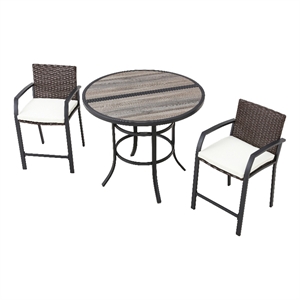 patio festival rattan 3-piece outdoor bistro set in beige/black