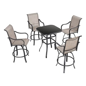 patio festival metal 5-piece outdoor bistro dining set in gray/black