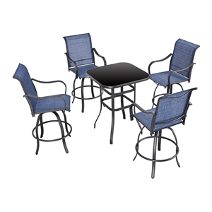 patio festival metal 5-piece outdoor bistro dining set in blue/black