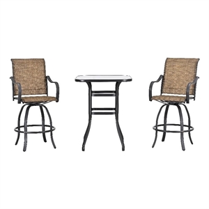 patio festival metal 3-piece outdoor bistro set in beige and black