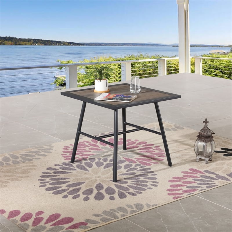 Patio Festival Metal Outdoor Side Table in Brown/Espresso Finish