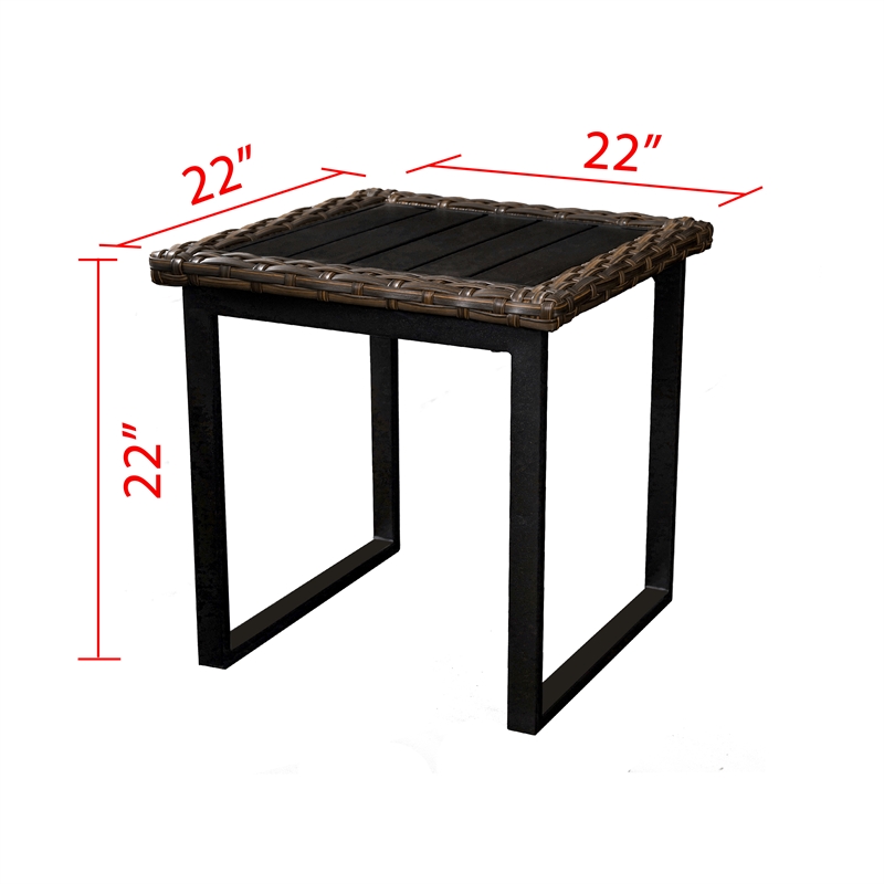 Patio Festival Wicker / Rattan Outdoor Side Table in Black/ Brown