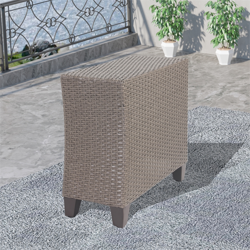 Patio Festival Wicker / Rattan Outdoor Side Table in Brown Finish
