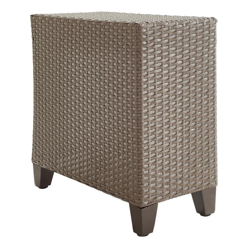 Patio Festival Wicker / Rattan Outdoor Side Table in Brown Finish